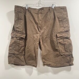 Levis Mens Cargo Shorts Brown Cotton Multi Pocket Casual Size 44 Baggy Skater